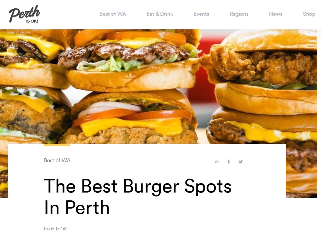PERTH Burger shops list